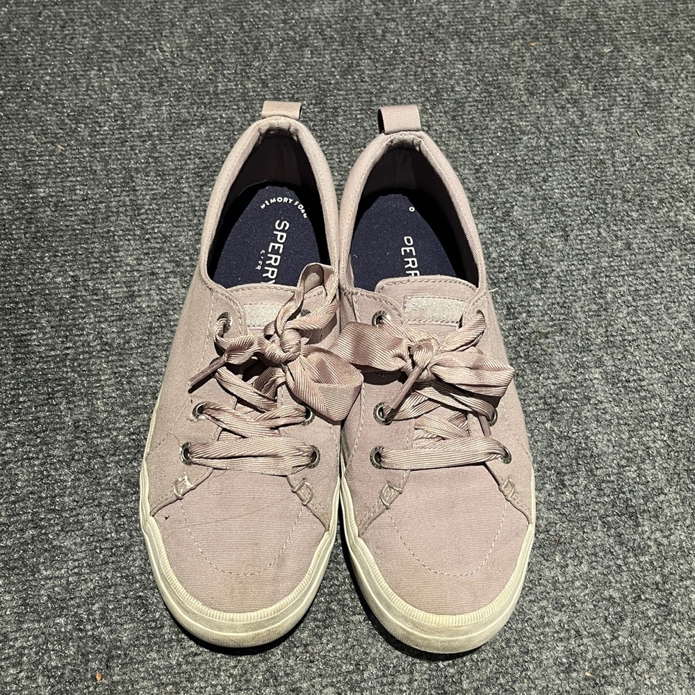 sperry size 7 purple grey sneakers with satin laces